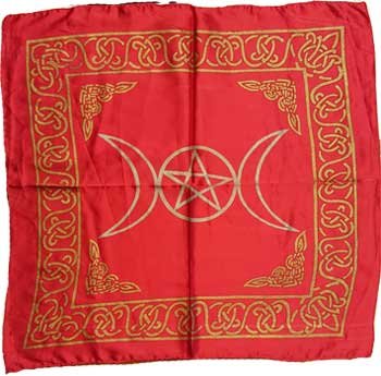 (image for) 18"x18" Red rayon Triple Moon cloth