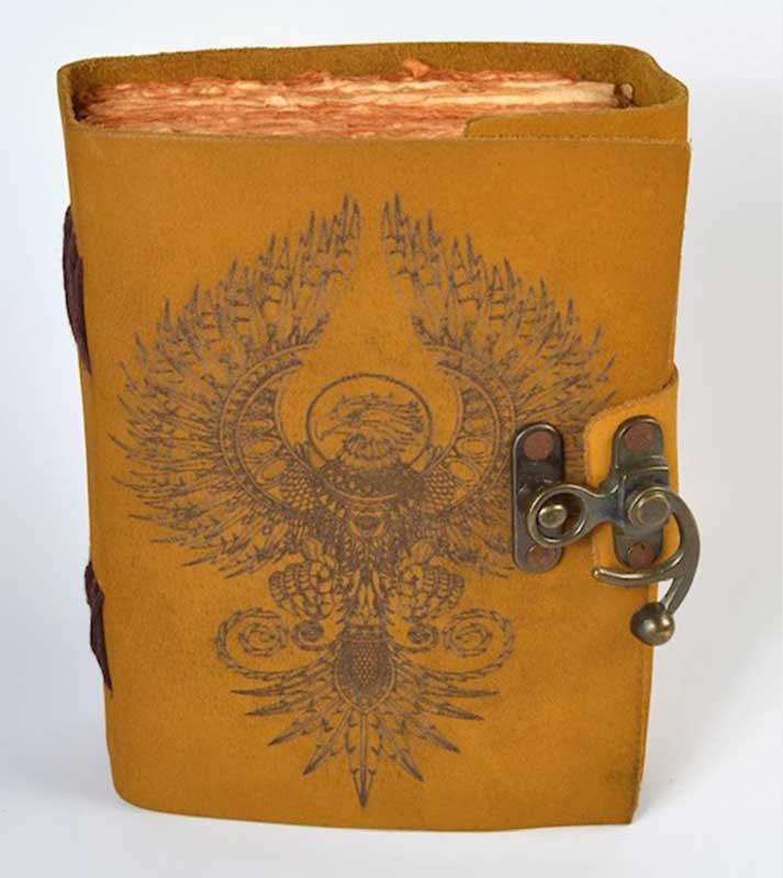 (image for) Phoenix aged looking paper leather w/ latch