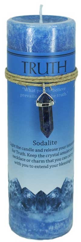 (image for) Truth pillar candle with Sodalite pendant