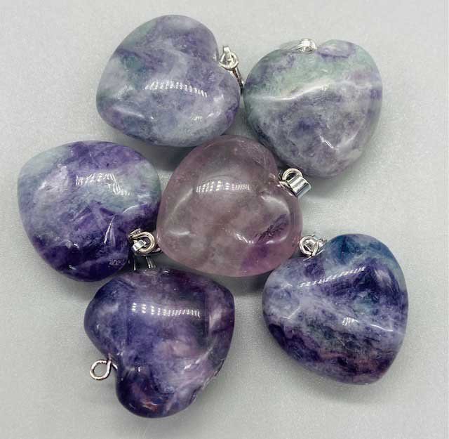 (image for) (set of 6) 1" Fluorite, Rainbow heart